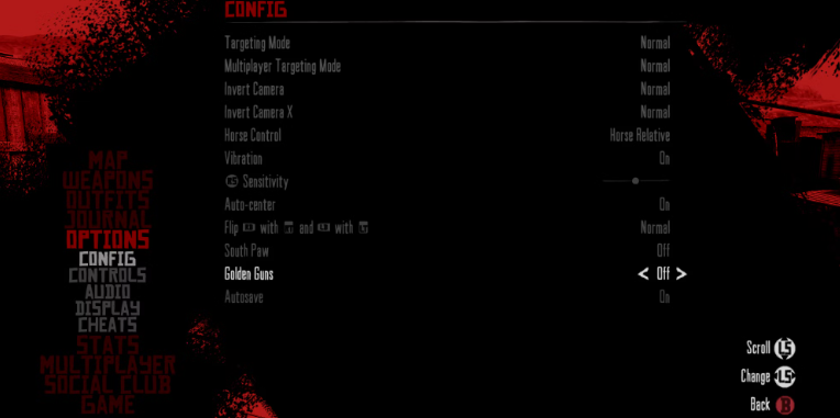 How to toggle all Golden Guns in Red Dead Redemption 1 on PS4 and Switch?