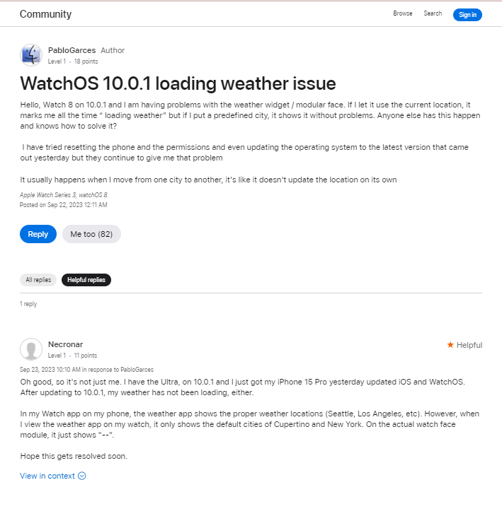 How to fix "unable to refresh Weather" on Apple Watch after watchOS 10 Update